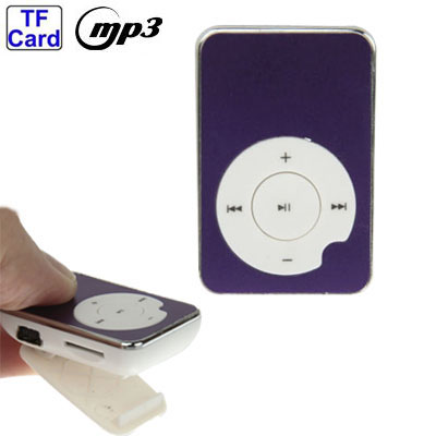 TF (Micro SD) Card Slot MP3 Player with Clip (Purple) - Click Image to Close